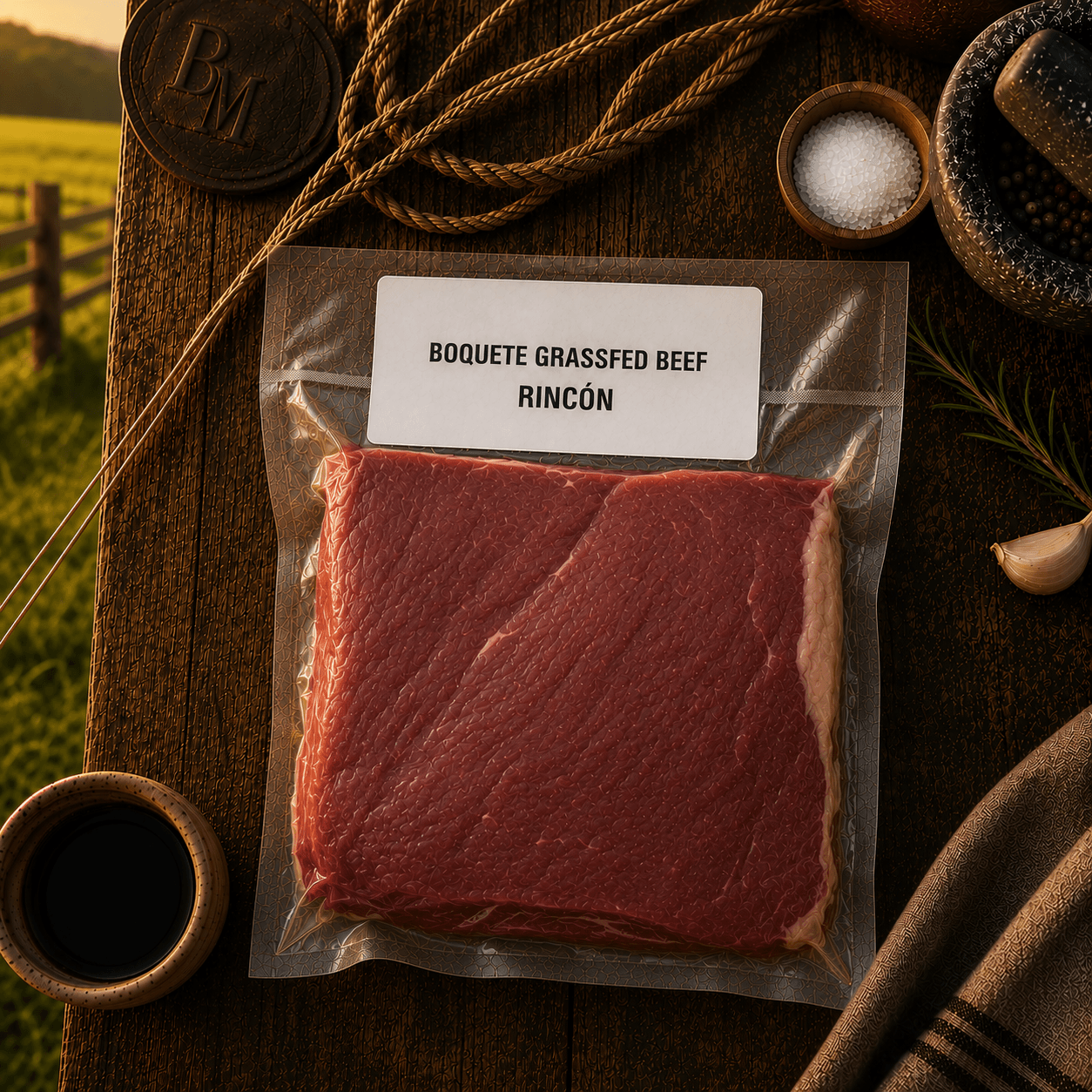 Carne de rancho al atardecer